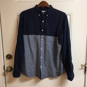 Old Navy Chambray Colorblock Slim Oxford